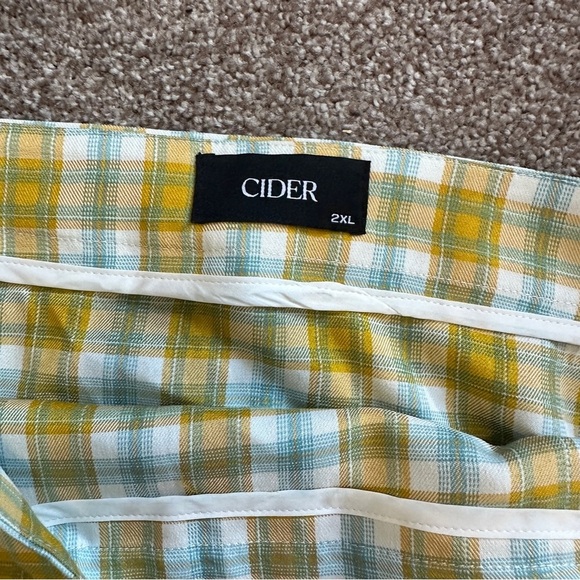 Cider Yellow White Plaid Bow Side Midi Skirt Women’s Plus Size 2X Twee Academia - Picture 16 of 16